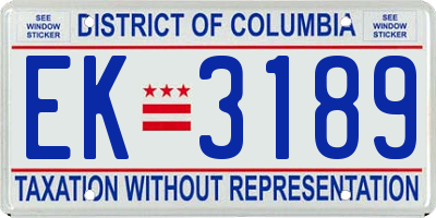 DC license plate EK3189