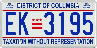 DC license plate EK3195