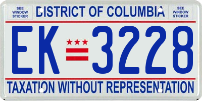 DC license plate EK3228