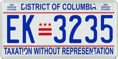 DC license plate EK3235