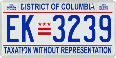 DC license plate EK3239