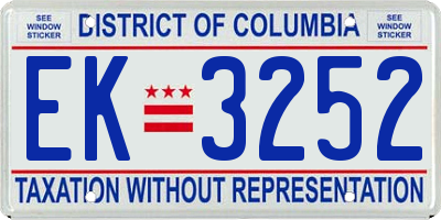 DC license plate EK3252