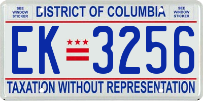 DC license plate EK3256