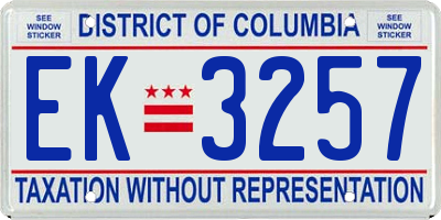 DC license plate EK3257