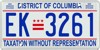 DC license plate EK3261