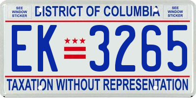 DC license plate EK3265