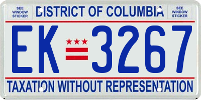 DC license plate EK3267