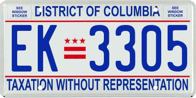 DC license plate EK3305