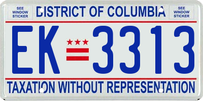 DC license plate EK3313