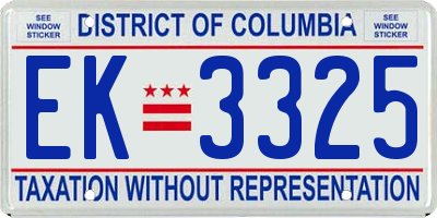 DC license plate EK3325