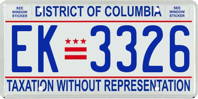 DC license plate EK3326