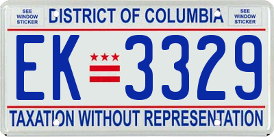 DC license plate EK3329