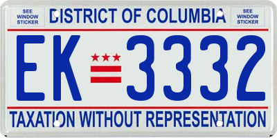DC license plate EK3332
