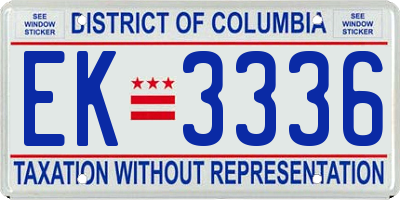 DC license plate EK3336