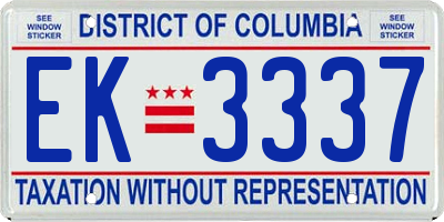 DC license plate EK3337