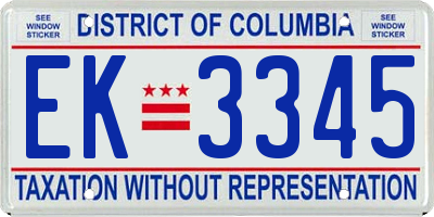 DC license plate EK3345