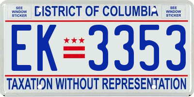 DC license plate EK3353