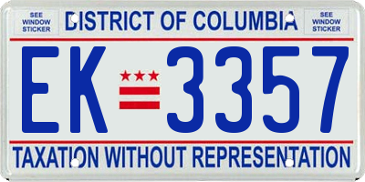 DC license plate EK3357
