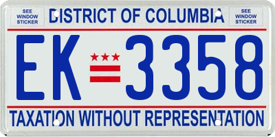 DC license plate EK3358