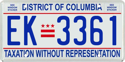 DC license plate EK3361