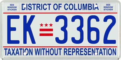 DC license plate EK3362