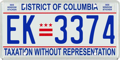 DC license plate EK3374