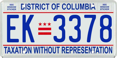 DC license plate EK3378