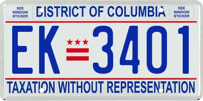 DC license plate EK3401