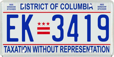 DC license plate EK3419