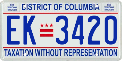 DC license plate EK3420