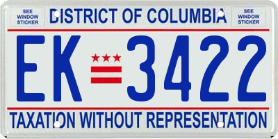 DC license plate EK3422
