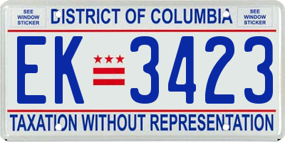 DC license plate EK3423