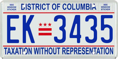 DC license plate EK3435