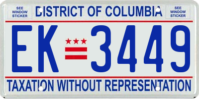 DC license plate EK3449