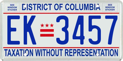 DC license plate EK3457