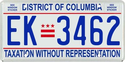 DC license plate EK3462