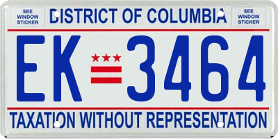 DC license plate EK3464