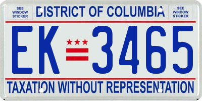 DC license plate EK3465