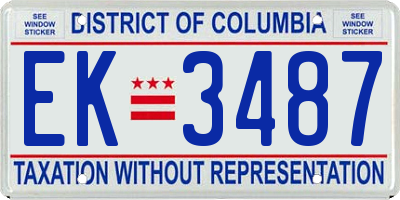 DC license plate EK3487