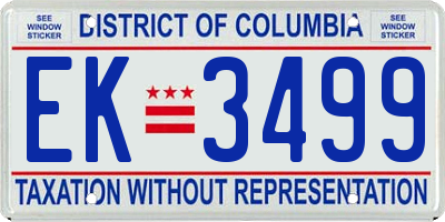 DC license plate EK3499