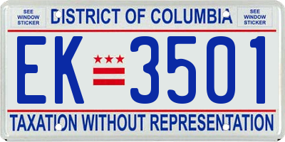 DC license plate EK3501