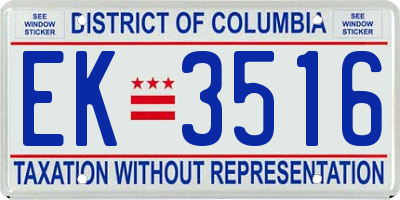 DC license plate EK3516