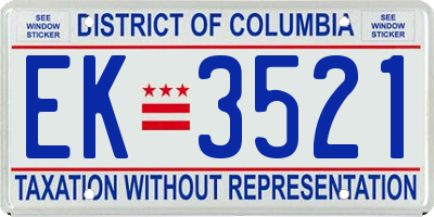 DC license plate EK3521
