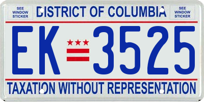 DC license plate EK3525