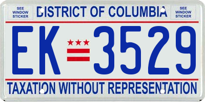 DC license plate EK3529
