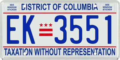 DC license plate EK3551