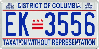 DC license plate EK3556