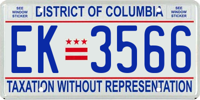 DC license plate EK3566
