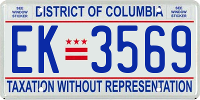 DC license plate EK3569