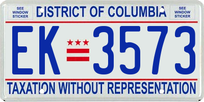 DC license plate EK3573